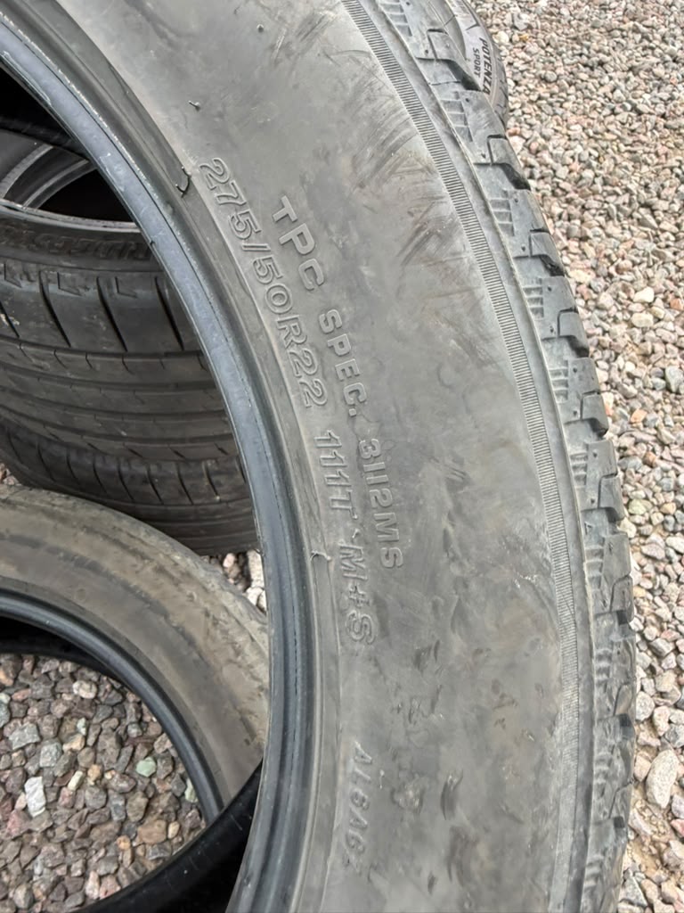 275/50R22 Pair (2 Used Tires) Bridgestone Alenza AS02