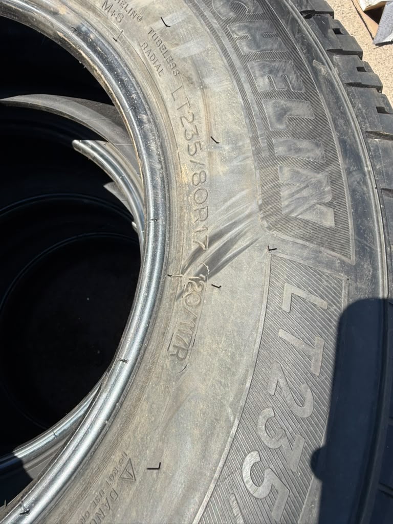 LT235/80R17 Set (4 Used Tires) Michelin Primacy LTX