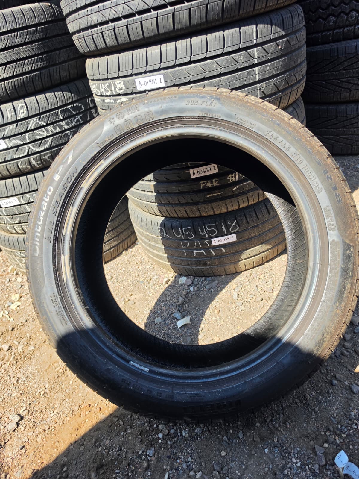 245/45R18 Pair (2 Used Tires) Pirelli Cinturato P7