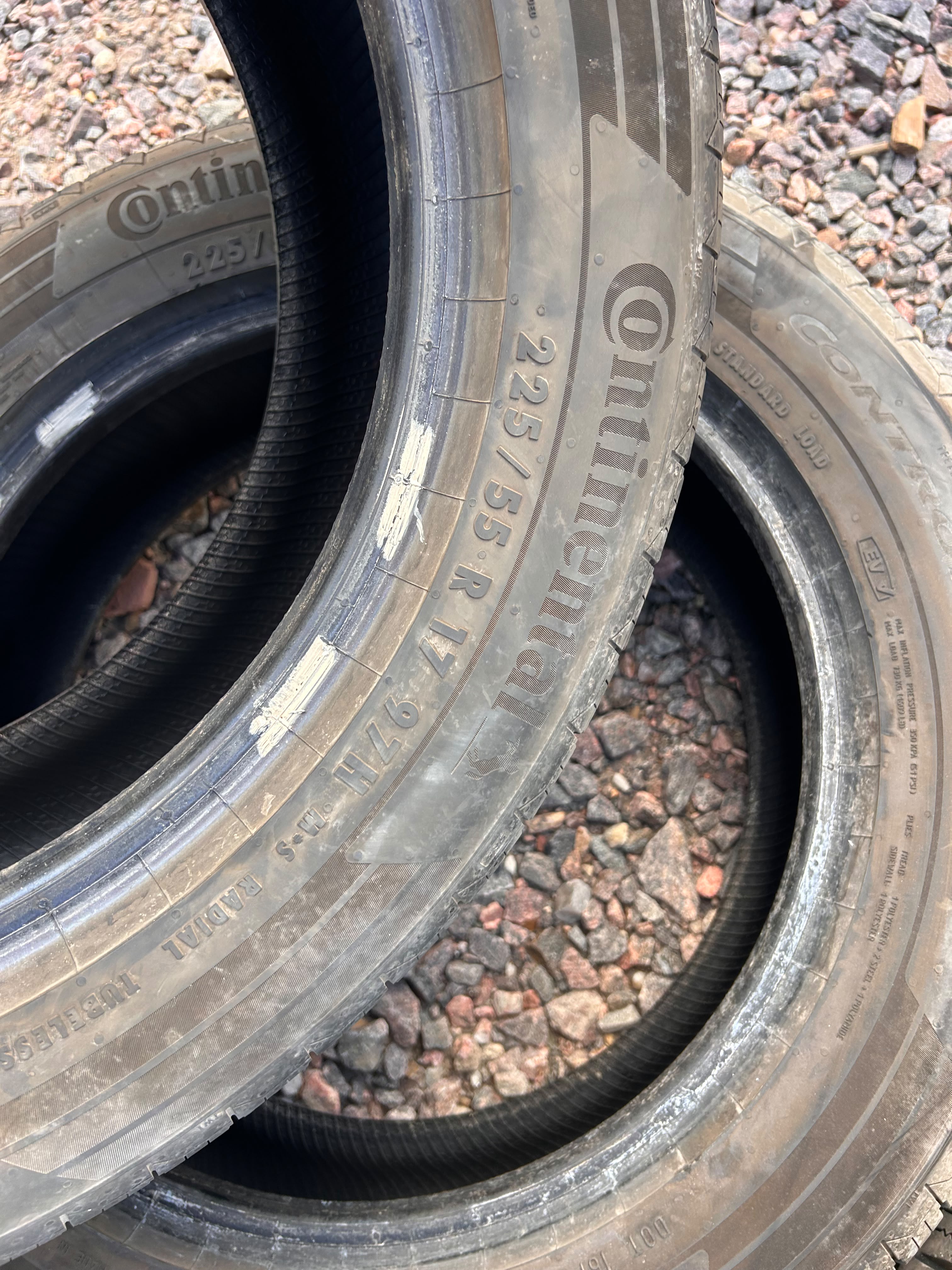 225/55R17 Pair (2 Used Tires) Continental Control Contact