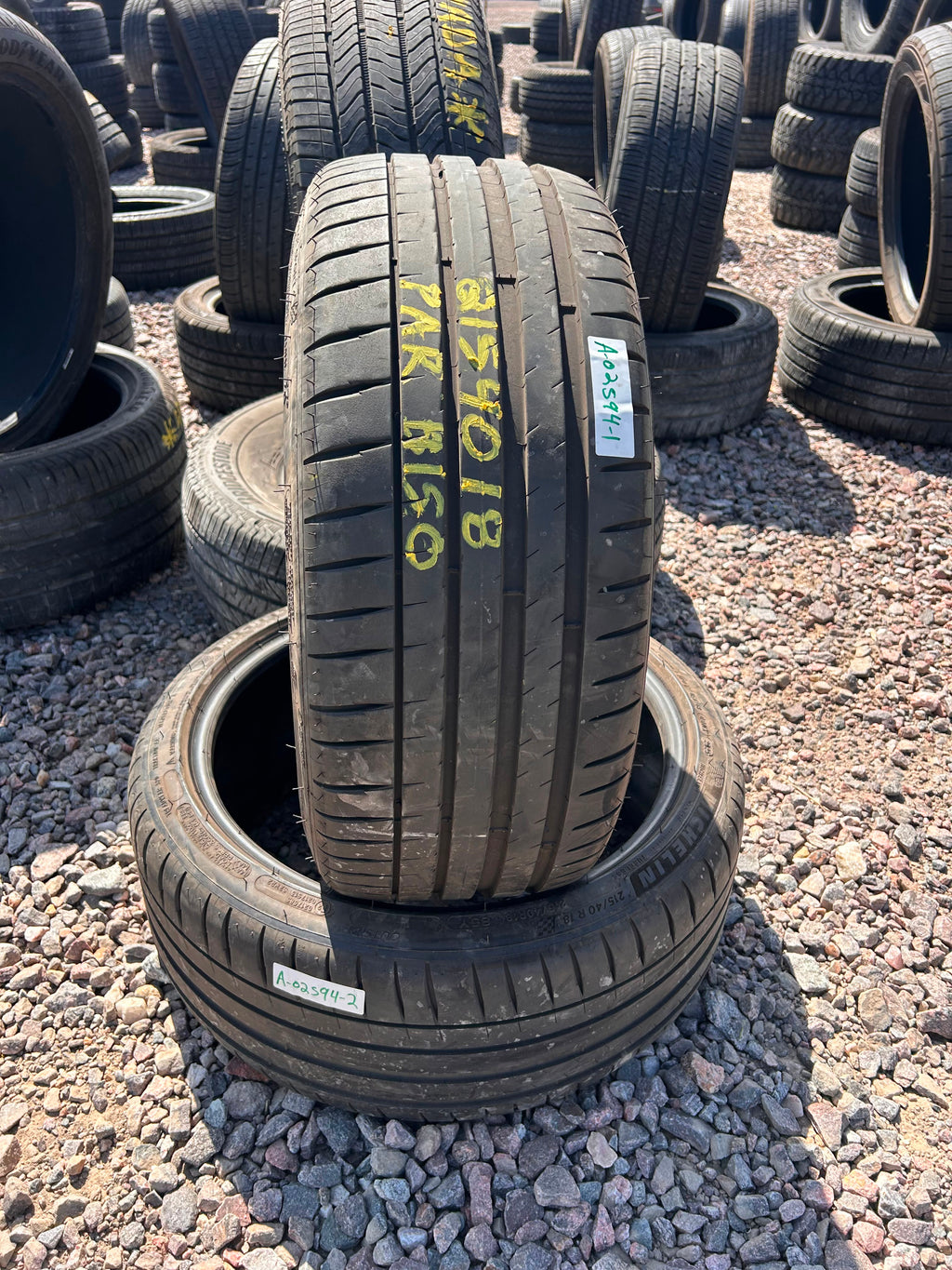 215/40R18 Pair (2 Used Tires) Michelin Pilot Sport 4