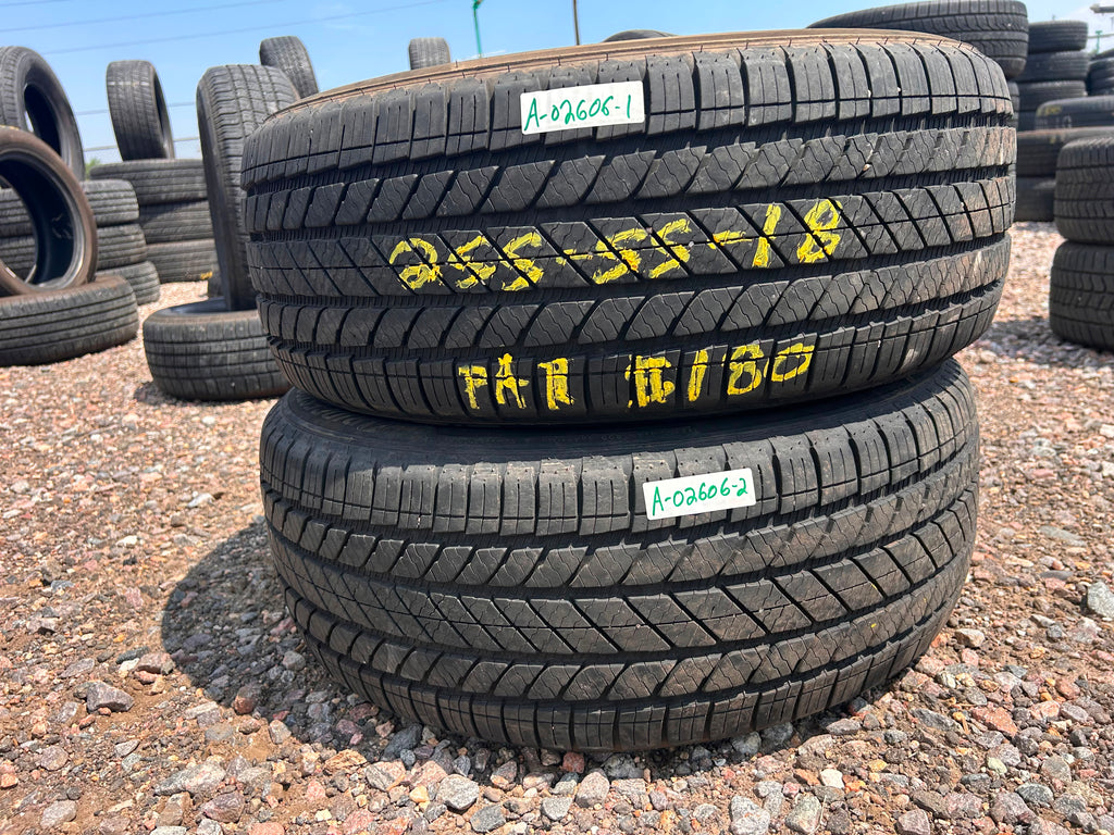 255/55R18 Pair (2 Used Tires) Bridgestone Alenza AS Ultra