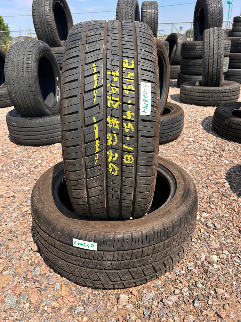 245/45R18 Pair (2 Used Tires) General G Max