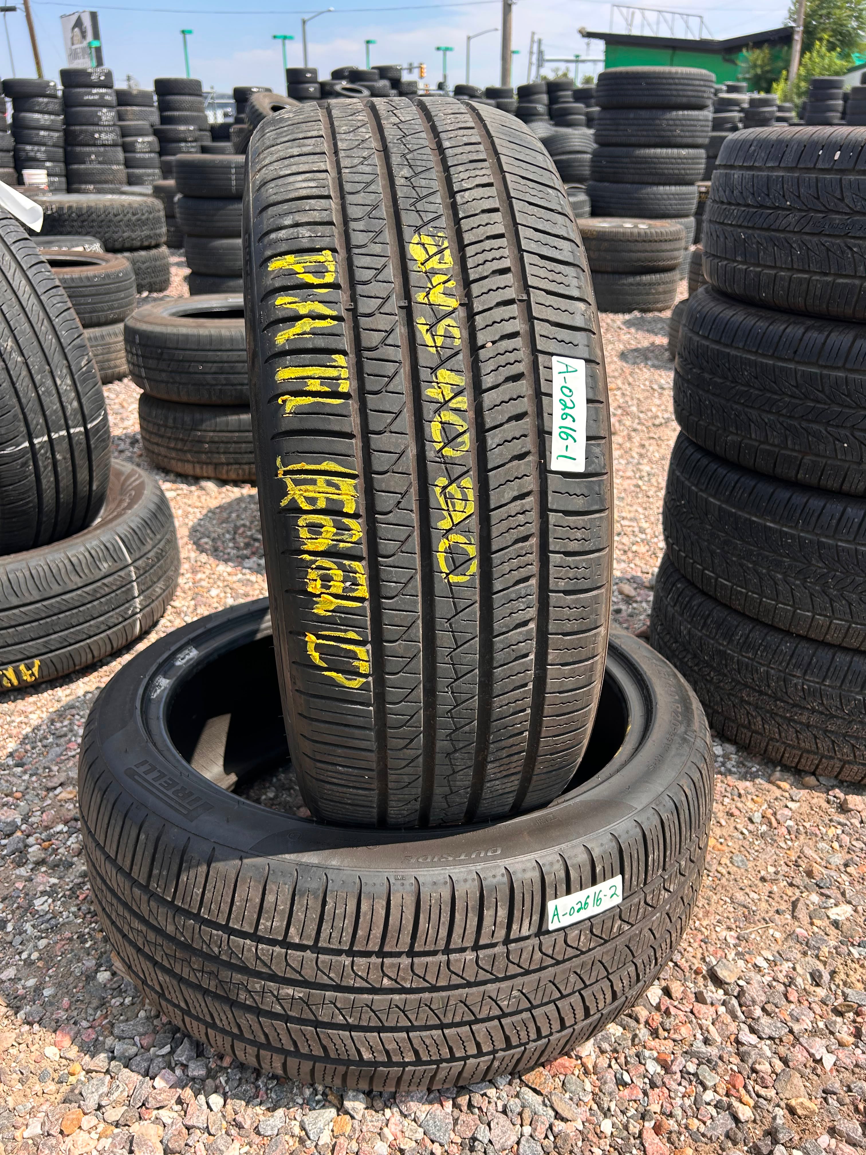 245/40R20 Pair (2 Used Tires) Pirelli PZero