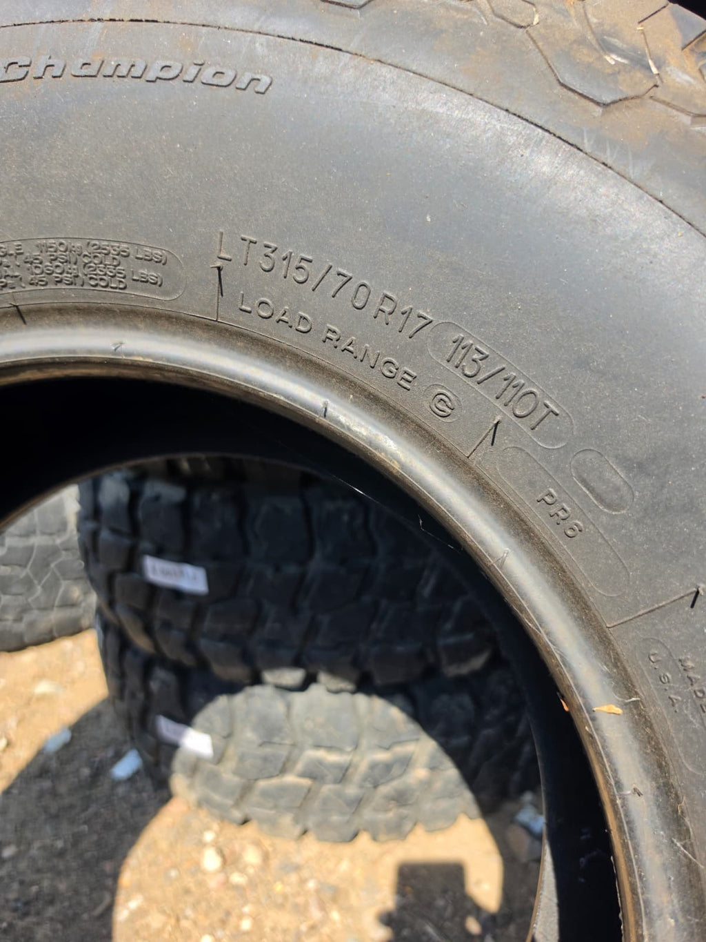 LT315/70R17 Pair (2 Used Tires) Bfgoodrich KO2