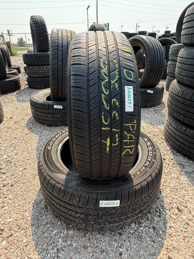 225/55R17 Pair (2 Used Tires) Goodyear Assurance
