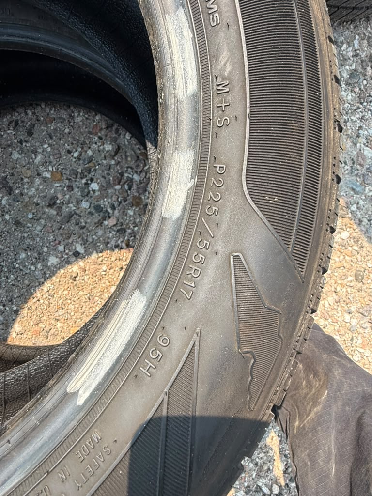 225/55R17 Pair (2 Used Tires) Goodyear Assurance