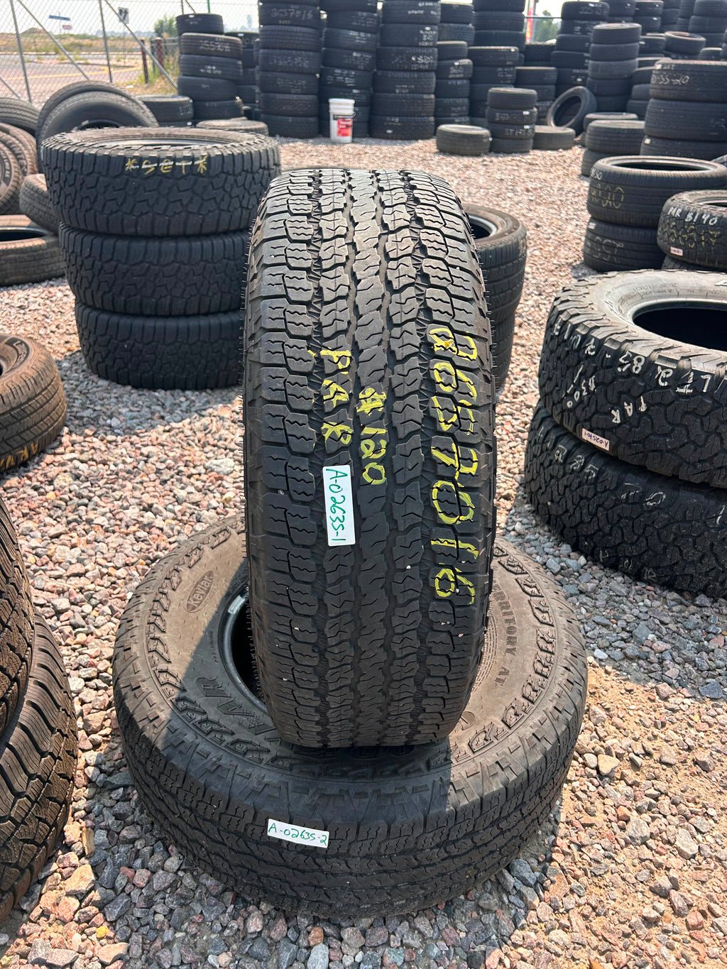 265/70R16 Pair (2 Used Tires) Goodyear Wrangler Territory AT
