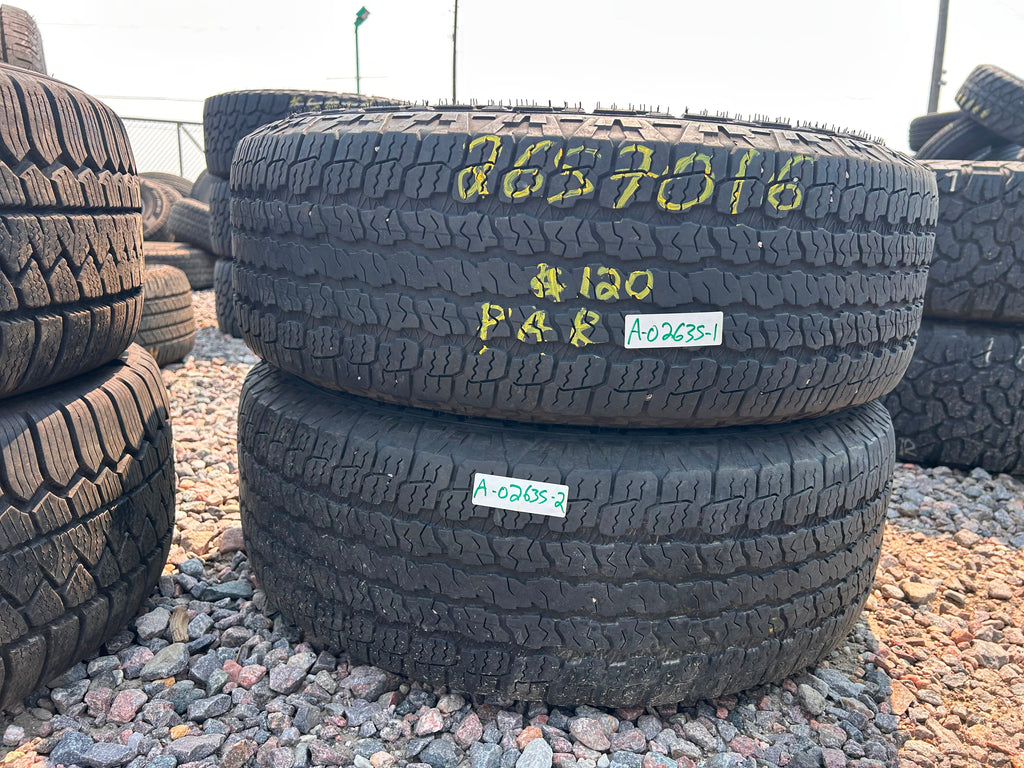 265/70R16 Pair (2 Used Tires) Goodyear Wrangler Territory AT