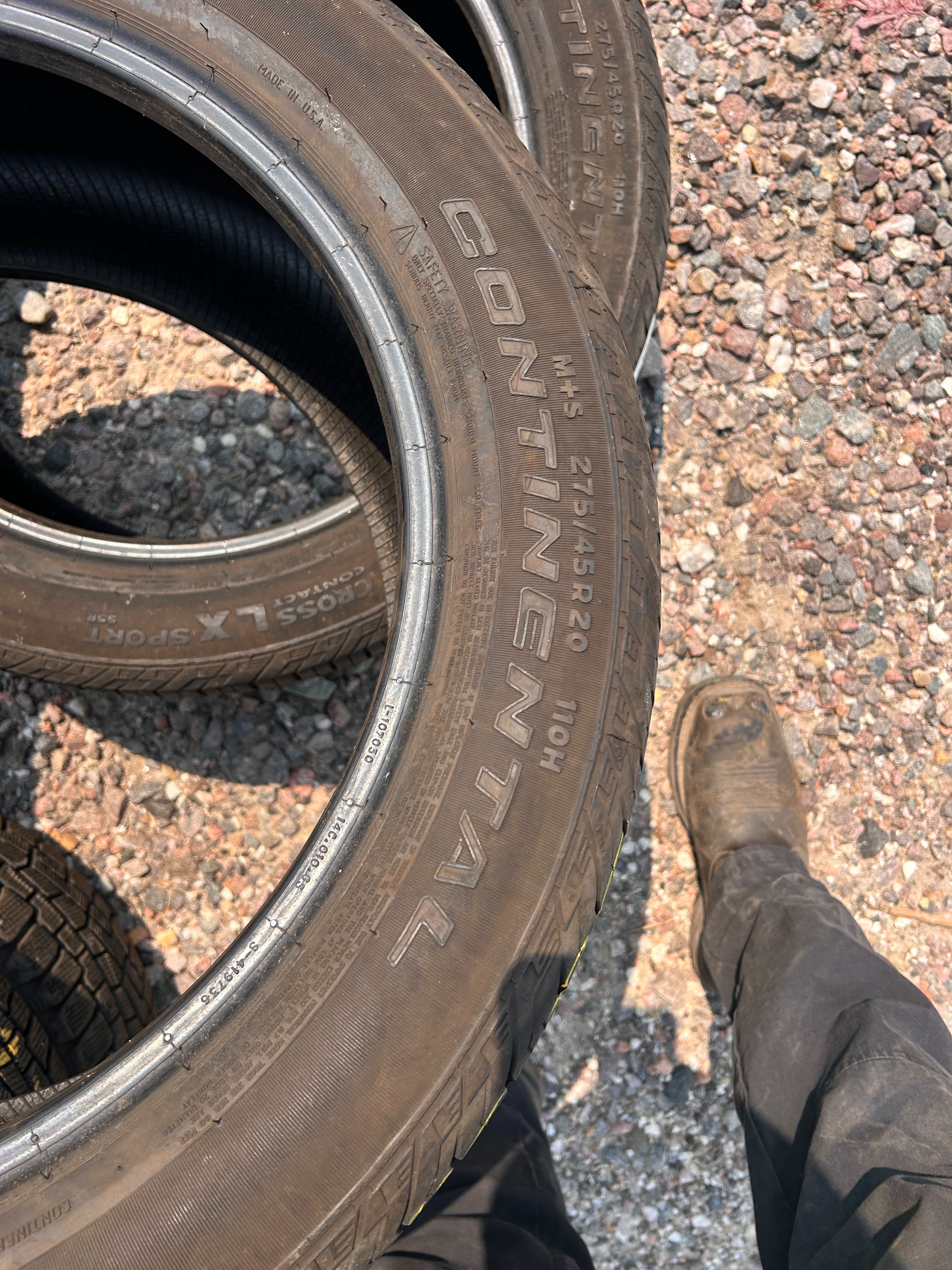 275/45R20 Pair (2 Used Tires) Continental Crosscontact