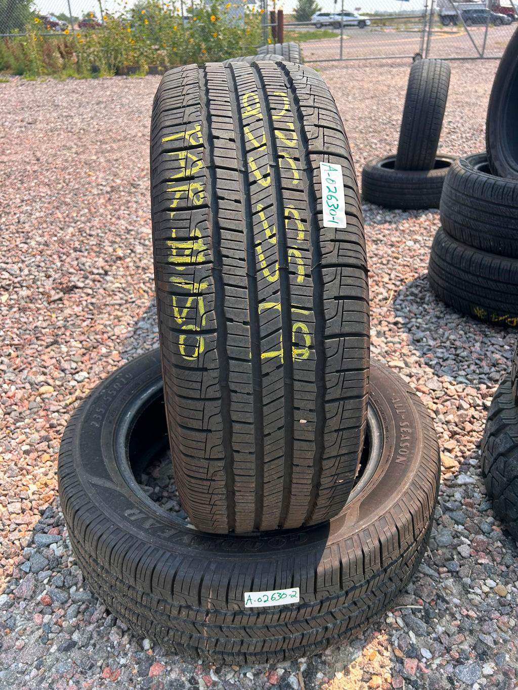 235/55R19 Pair (2 Used Tires) Goodyear Reliant