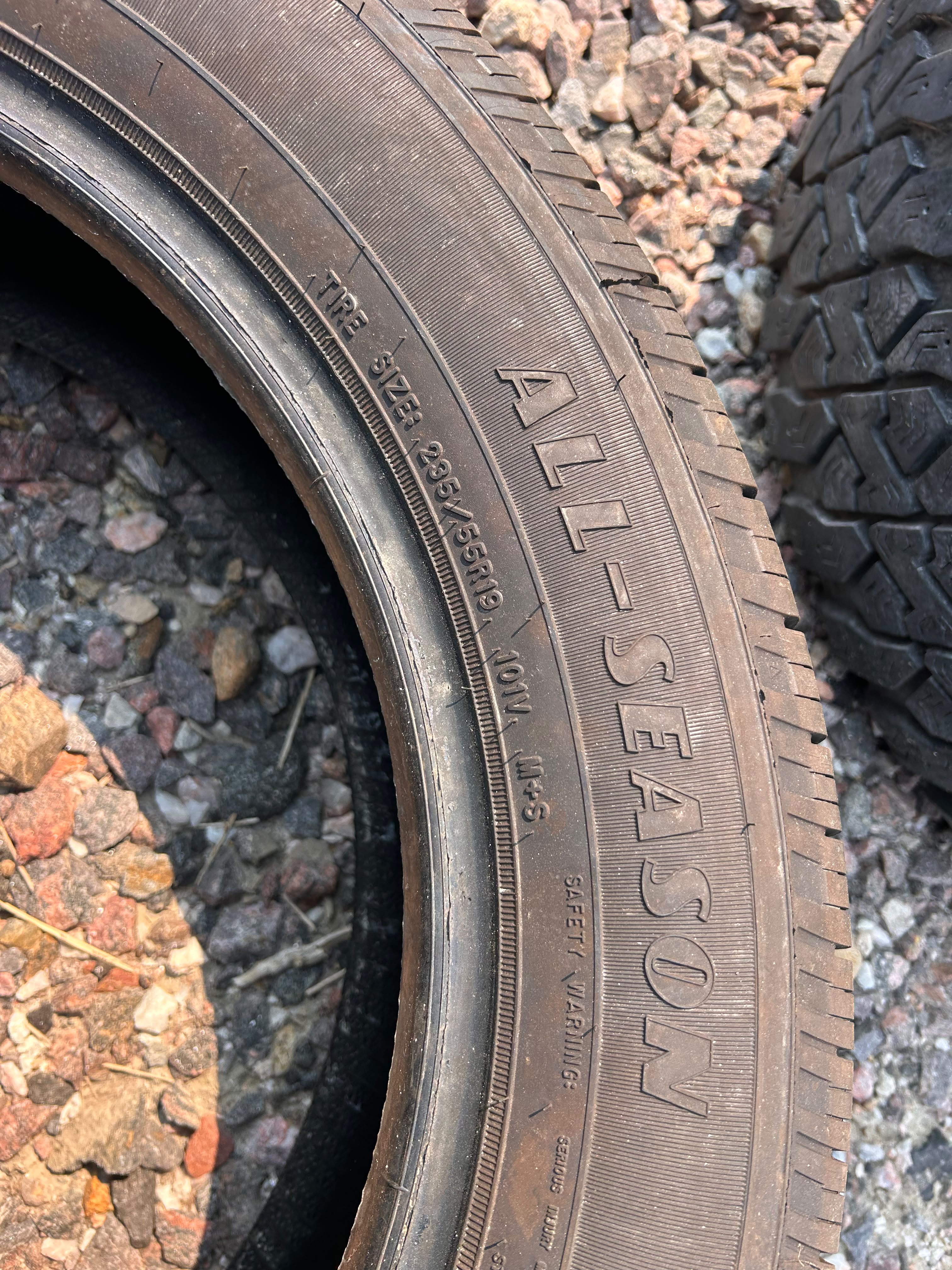 235/55R19 Pair (2 Used Tires) Goodyear Reliant