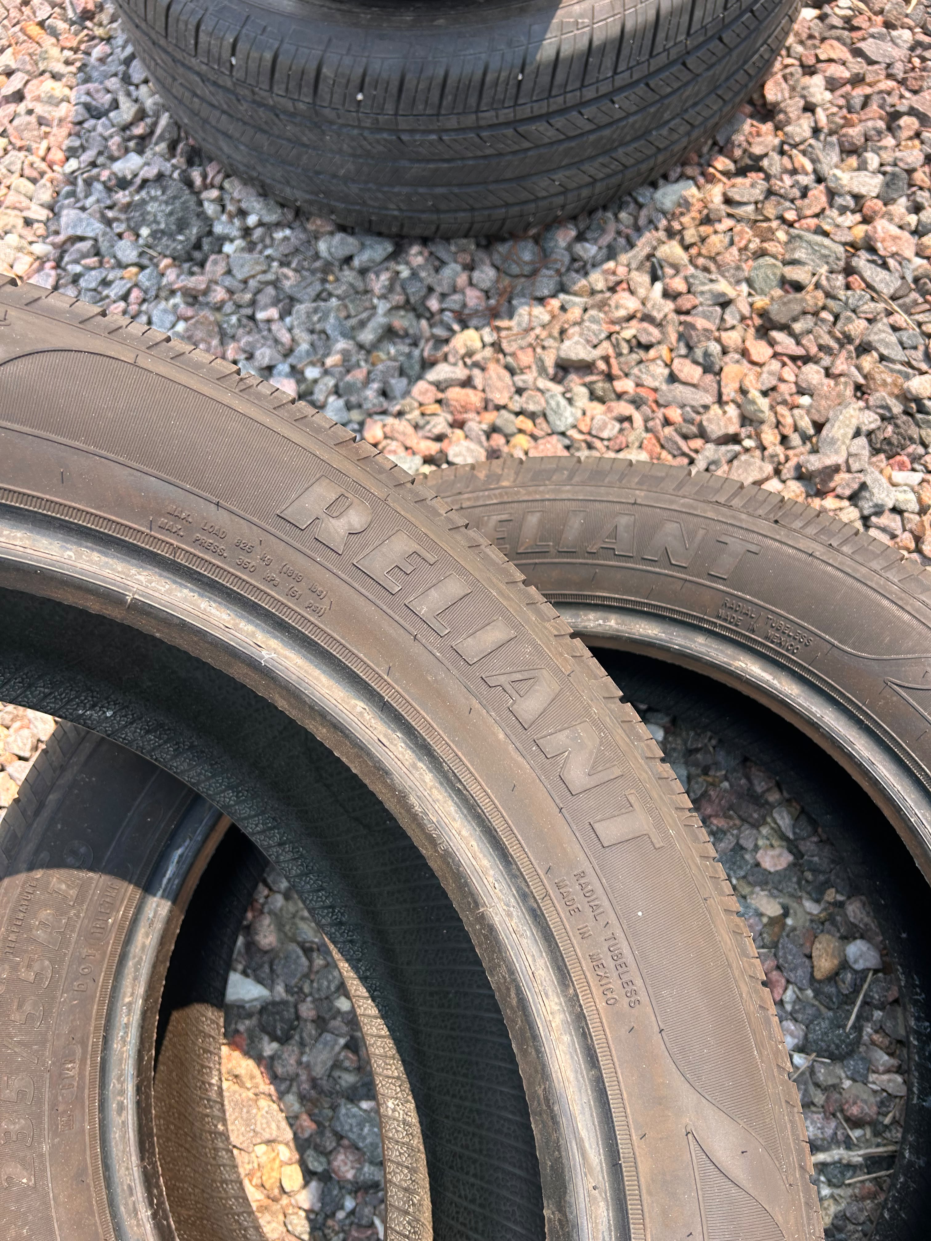 235/55R19 Pair (2 Used Tires) Goodyear Reliant