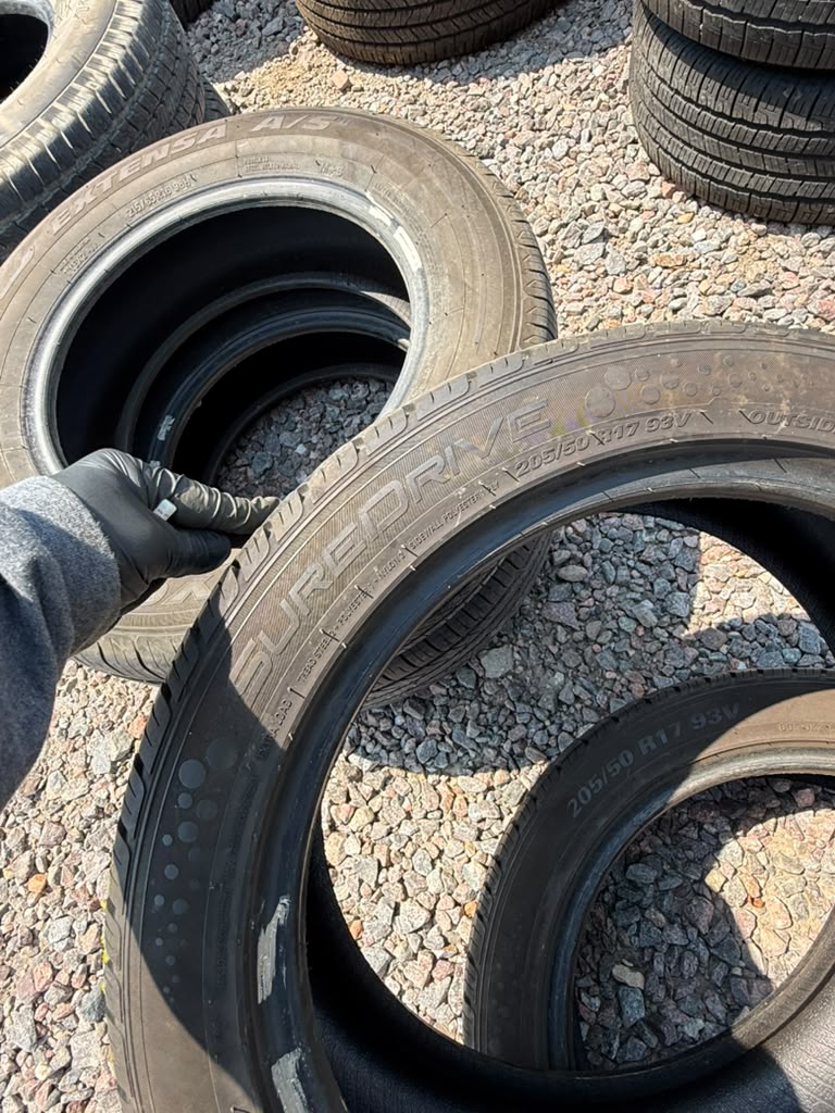 205/50R17 Pair (2 Used Tires) Sure Drive Rouring AS