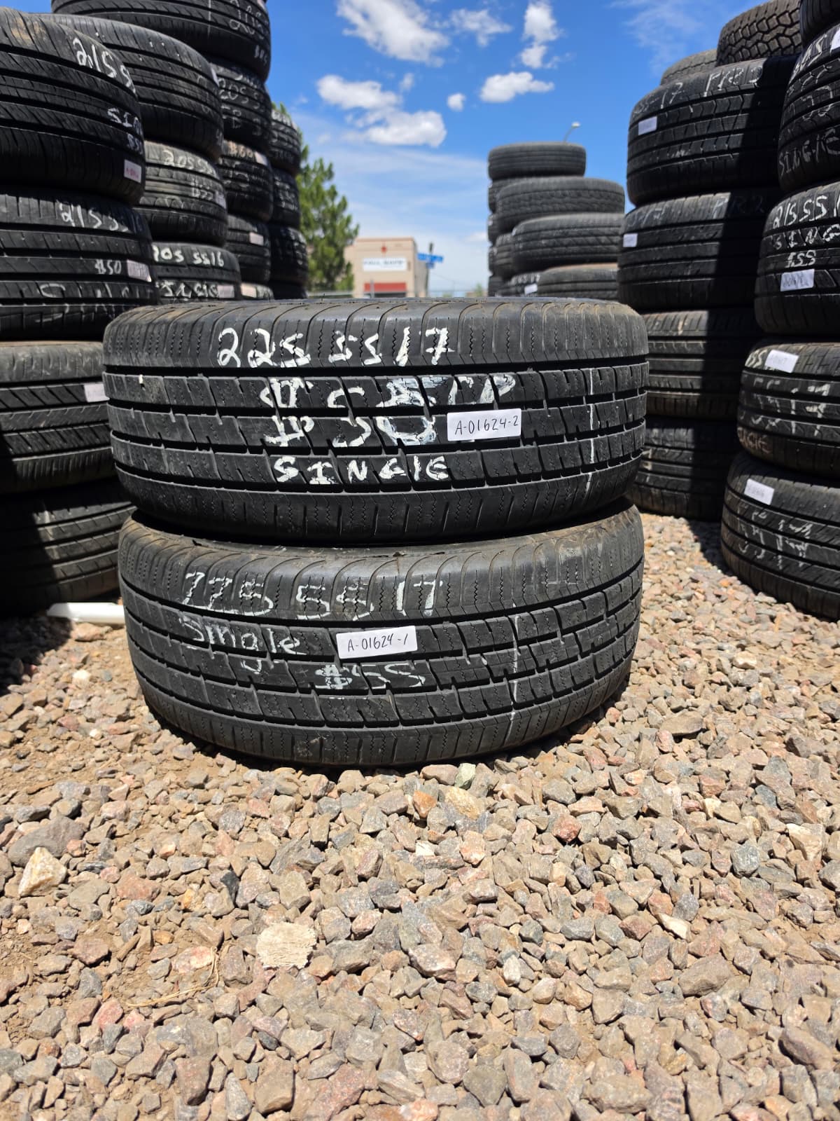 225/55R17 Pair (2 Used Tires) Dean Tires Touring