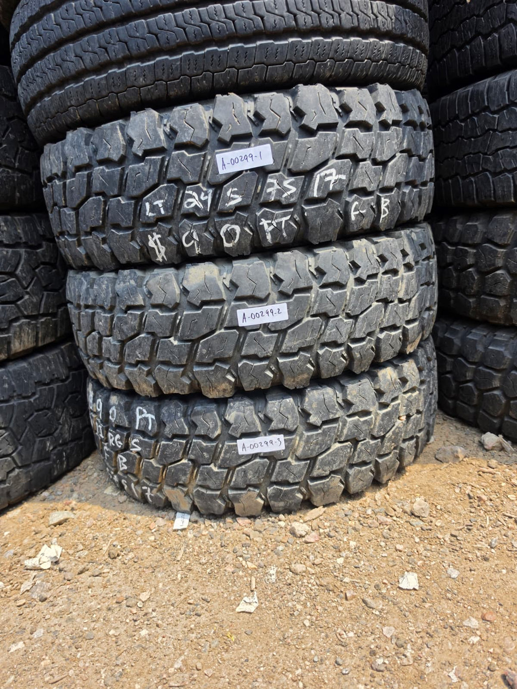 LT245/75R17  (3 Used Tires) Mud Claw Comp MTX